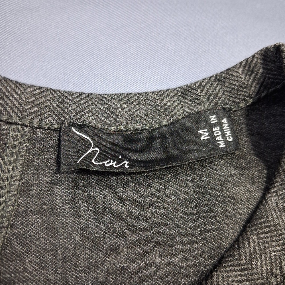 Noir Womens Sheath Dress Sz M Gray Herringbone 3/4 Sleeve Poly/Viscose Spandex - Picture 7 of 16